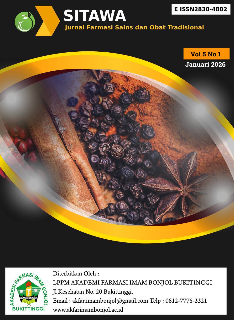 					View Vol. 5 No. 1 (2026): SITAWA : Jurnal Farmasi Sains dan Obat Tradisional
				
